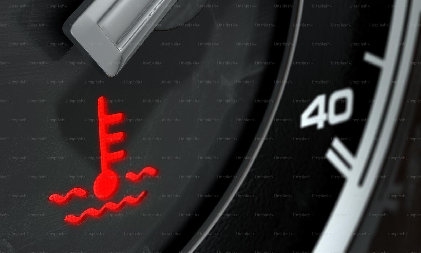 Illuminated warning lights on a car dashboard