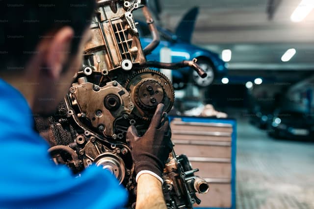 Car transmission internals during a gearbox rebuild